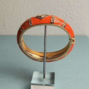 Statement Enamel Southwestern Hinged Clamper Bangle Bracelet Brigth Oran…